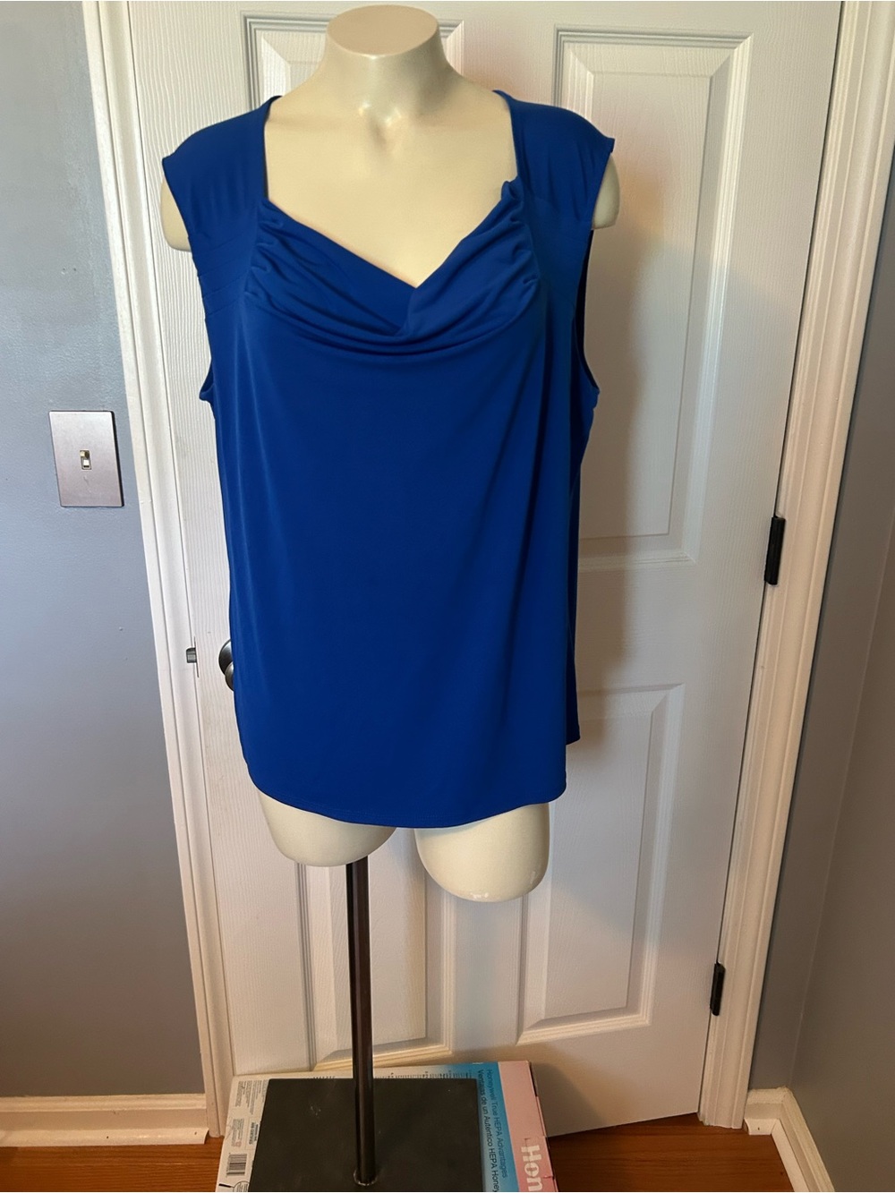 George Royal Blue Sleeveless Cowl Neck Camisole